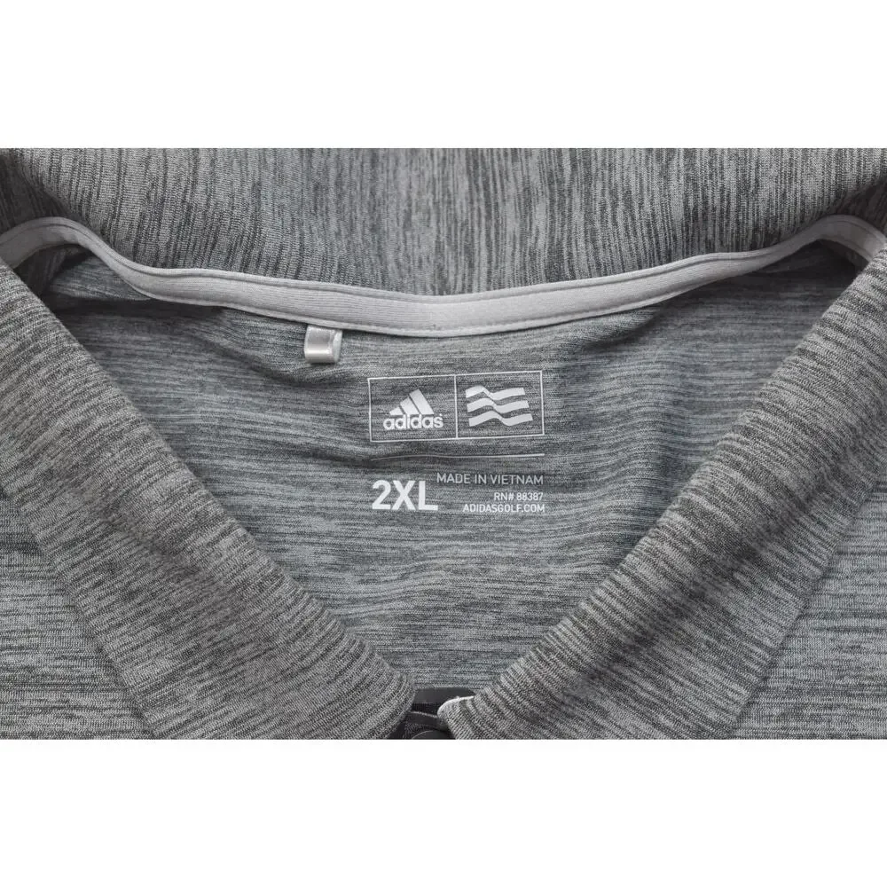 Adidas Golf Polo Shirt Gray Heather Short Sleeve Mens 2XL XXL Stretch Performanc